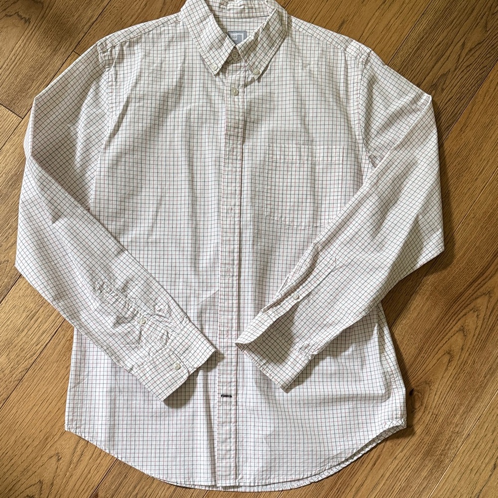 jcpenney White Dress Shirt with Red and Blue Check